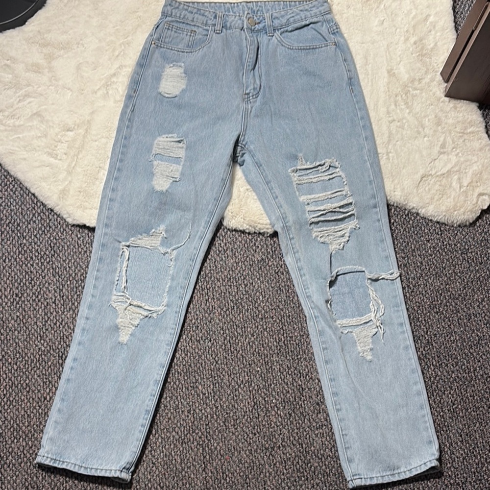 SHEIN Distressed Light Blue Women's Jeans